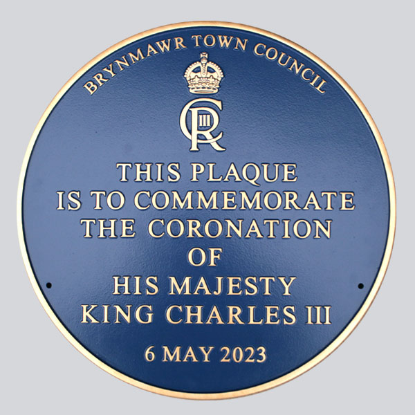 Commemorative plaque for King Charles III Coronation, 6th May 2023. New Royal cypher